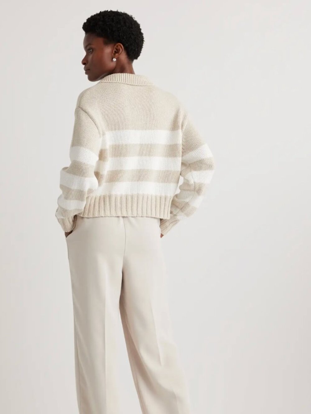 100% Organic Cropped Cotton Polo Sweater - Picture 6 of 7